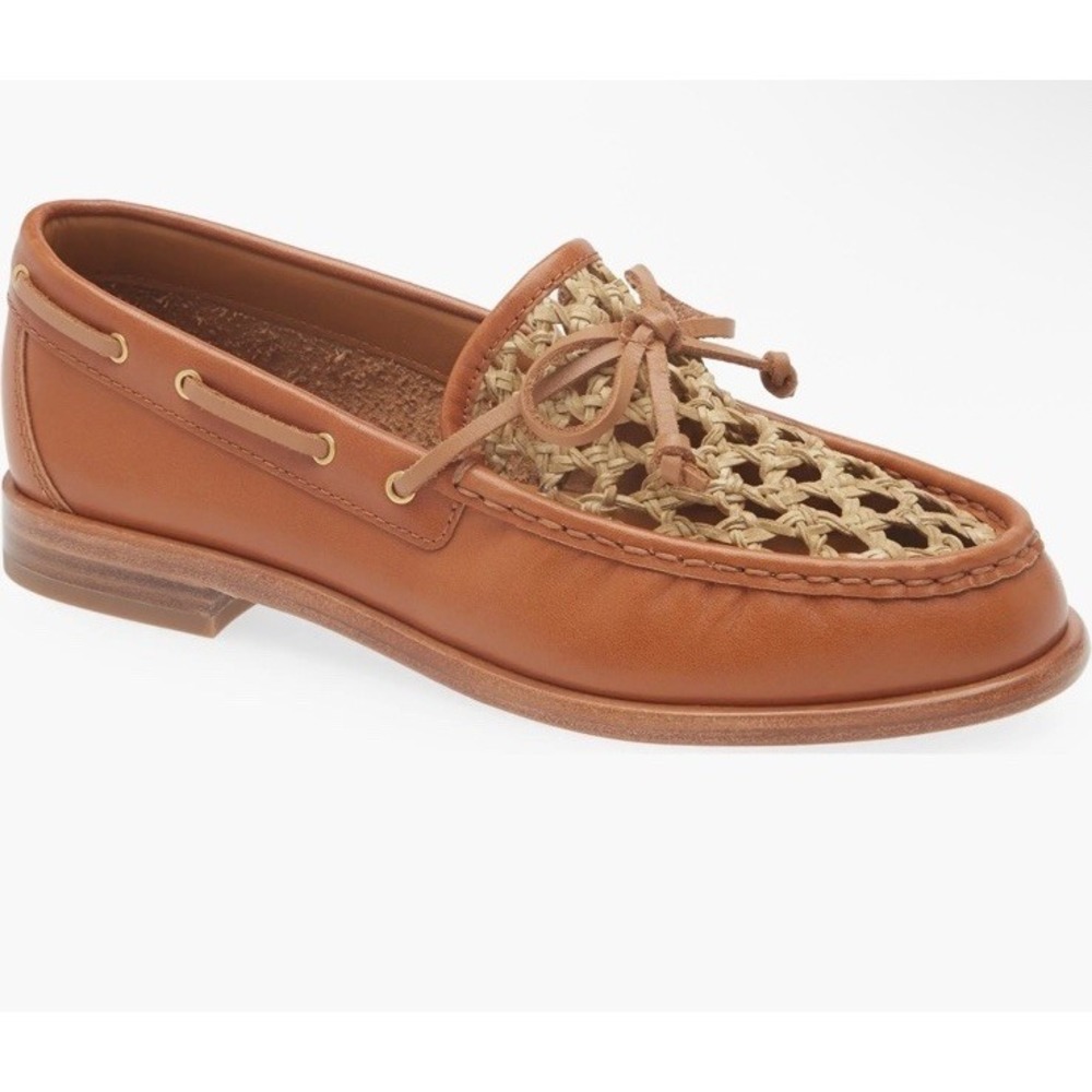 New $328 Rag & Bone 6.5 Carter Loafer 36.5 Natural Leather Woven Trim Boat Shoes